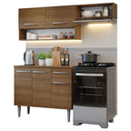 Cocina Compacta 165 cm 5 Puertas 1 Cajón Marrón Emilly Madesa