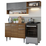 Combo de Cocina Compacta 165cm Marrón/Gris Emilly Madesa 07