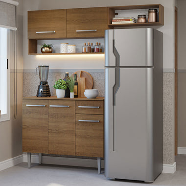 Cocina Compacta 165 cm 5 Puertas 1 Cajón Marrón Emilly Madesa