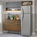 Cocina Compacta 165 cm 5 Puertas 1 Cajón Marrón/Gris Emilly Madesa