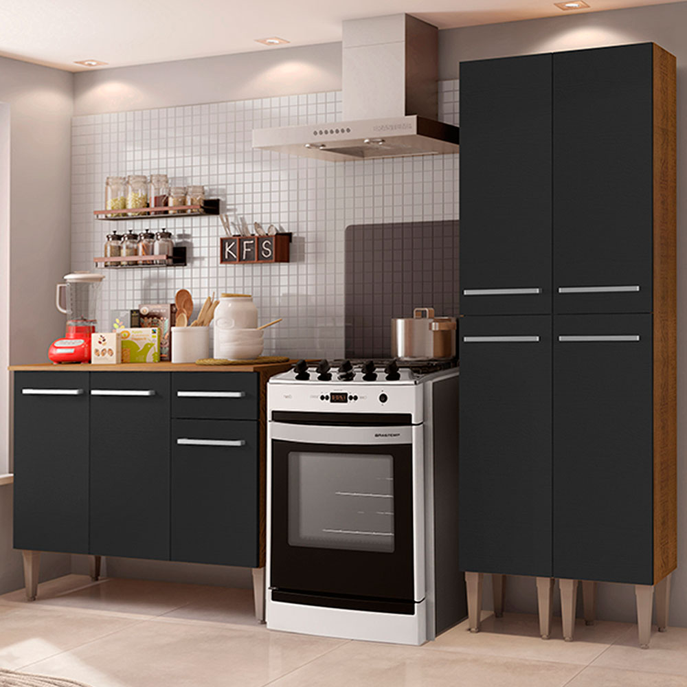 Combo de Cocina 169cm Marrón/Negro Emilly Front Madesa 02