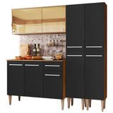 Combo de Cocina 169cm Marrón/Negro Emilly Voice Madesa 06