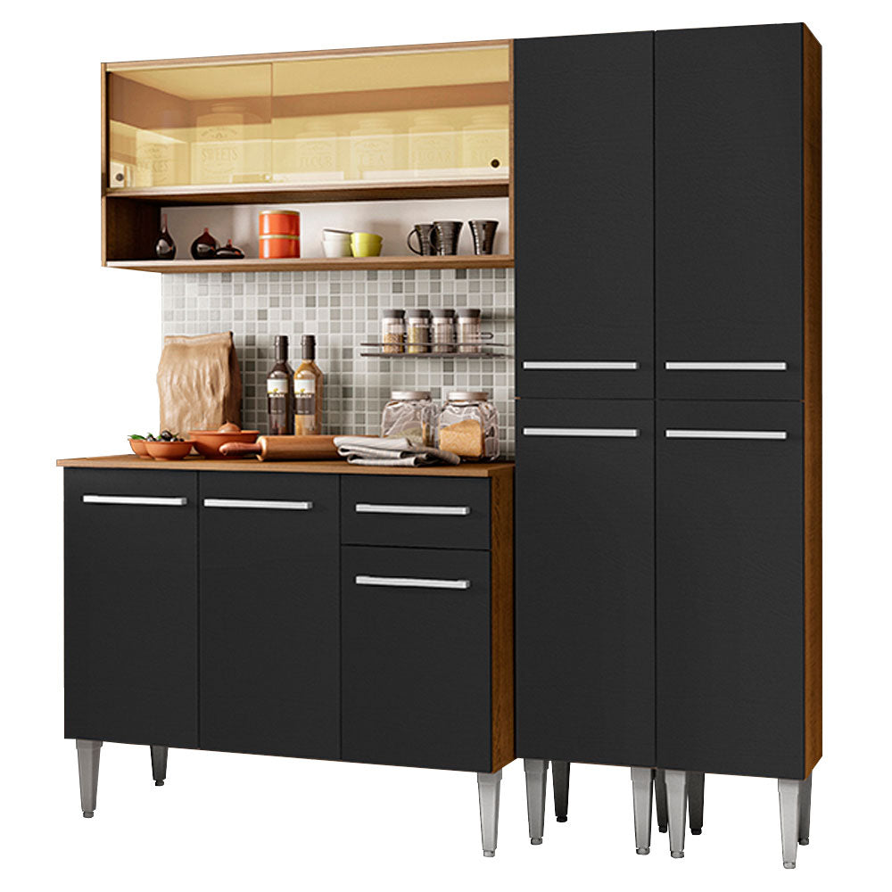 Combo de Cocina 169cm Marrón/Negro Emilly Winter Madesa 08