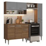 Cocina Compacta 197 cm Emilly Marrón/Gris 01