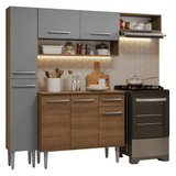 Cocina Compacta 197 cm Emilly Marrón/Gris 02
