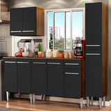 Combo de Cocina 201cm Marrón/Negro Emilly Sing Madesa 01