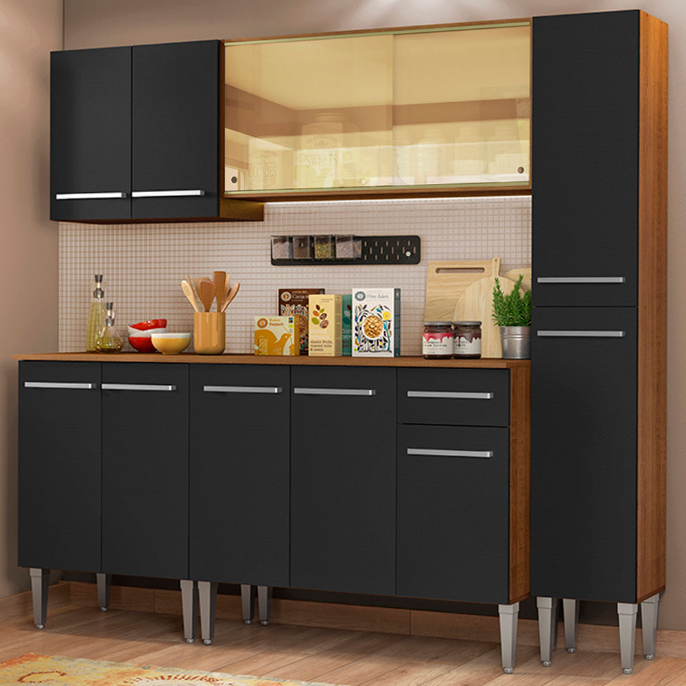 Combo de Cocina 201cm Marrón/Negro Emilly West Madesa 03