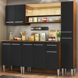 Combo de Cocina 201cm Marrón/Negro Emilly Sky Madesa 04
