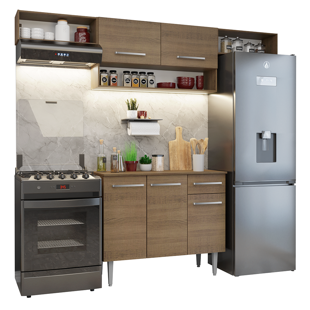 Combo completo de Cocina 225cm Marrón Emilly 01