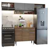 Combo completo de Cocina 225cm Marrón/Gris Emilly 01