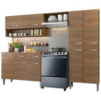 Combo completo de Cocina 229 cm 9 Puertas 1 Cajón Marrón Emilly Madesa