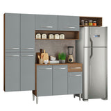 Combo completo de Cocina, 325 cm, Marrón/Gris, Emily Joy