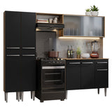 Combo completo de Cocina 229cm Marrón/Negro Emilly Madesa 05
