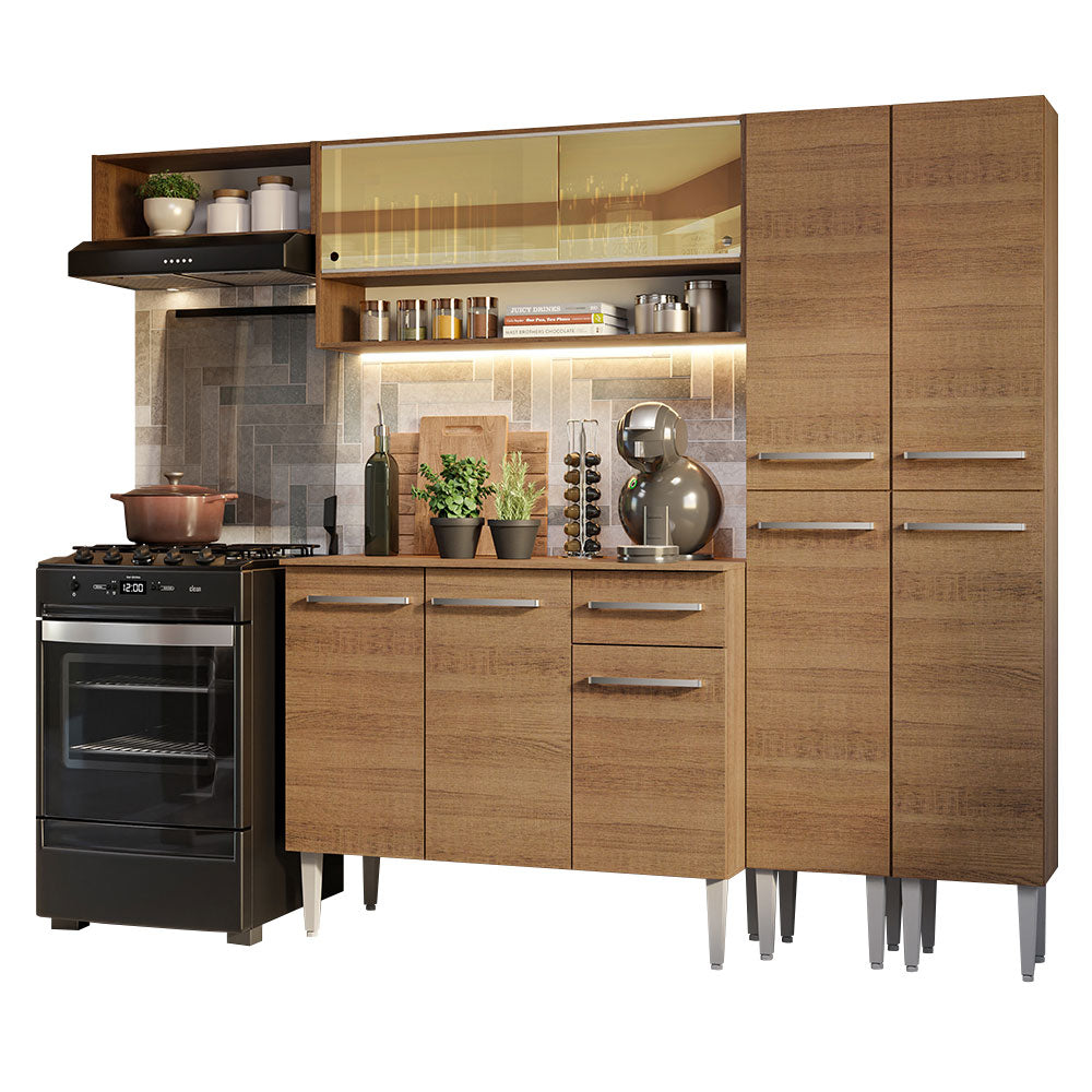 Combo completo de Cocina 229cm Marrón Emilly Madesa 07