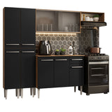 Combo completo de Cocina 229cm Marrón/Negro Emilly Madesa 08