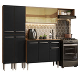 Combo completo de Cocina 229cm Marrón/Negro Emilly Madesa 09
