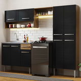 Combo completo de Cocina 229 cm con Bacha de acero, Marrón/Negro, Emilly 10