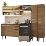 Combo completo de Cocina 229cm Con Bacha de acero inoxidable Emilly Madesa 11 Marrón