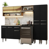 Combo completo de Cocina 229cm Con Bacha de acero inoxidable Emilly Madesa 11 Marrón/Negro