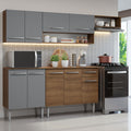 Combo completo de Cocina 229 cm 9 Puertas 1 Cajón Marrón/Gris Emilly Madesa