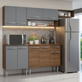 Combo completo de Cocina 229 cm 9 Puertas 1 Cajón Marrón/Gris Emilly Madesa
