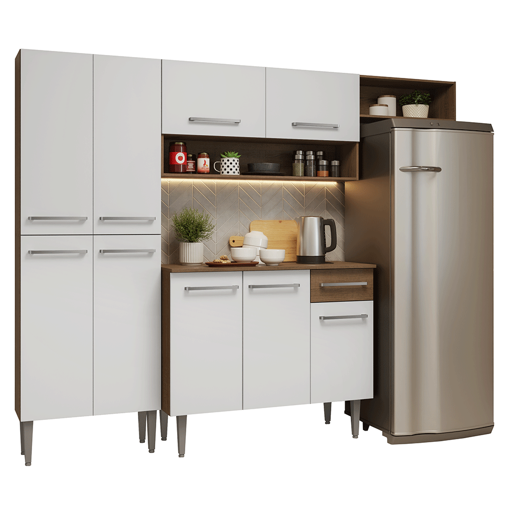 Cocina Compacta 229 cm Emilly Marrón/Blanco 016