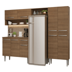 Cocina Compacta 229 cm 9 Puertas 1 Cajón Marrón Emilly Madesa
