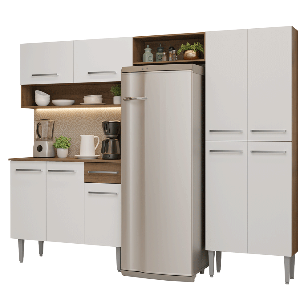Cocina Compacta 229 cm Emilly Marrón/Blanco 017