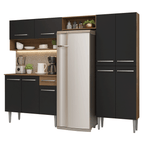 Cocina Compacta 229 cm 9 Puertas 1 Cajón Marrón/Negro Emilly Madesa