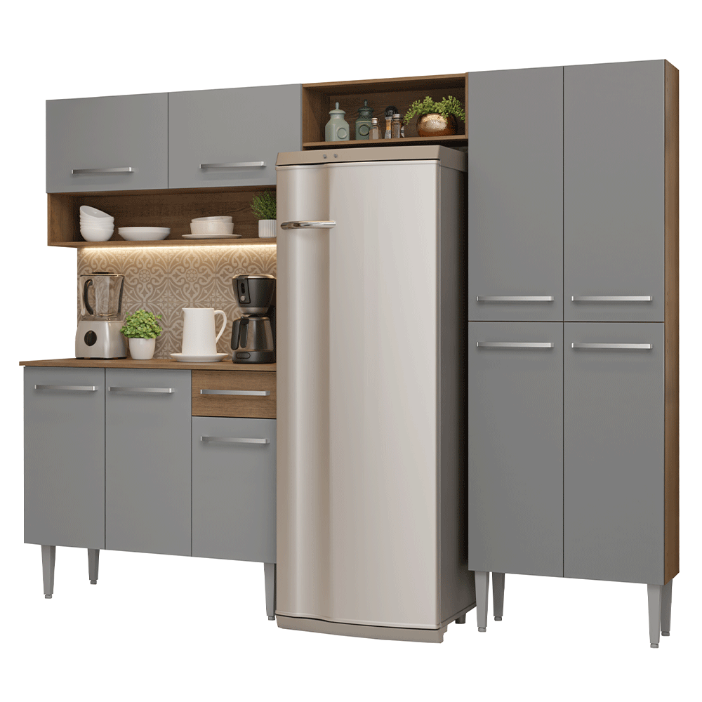Cocina Compacta 229 cm Emilly Marrón/Gris 017