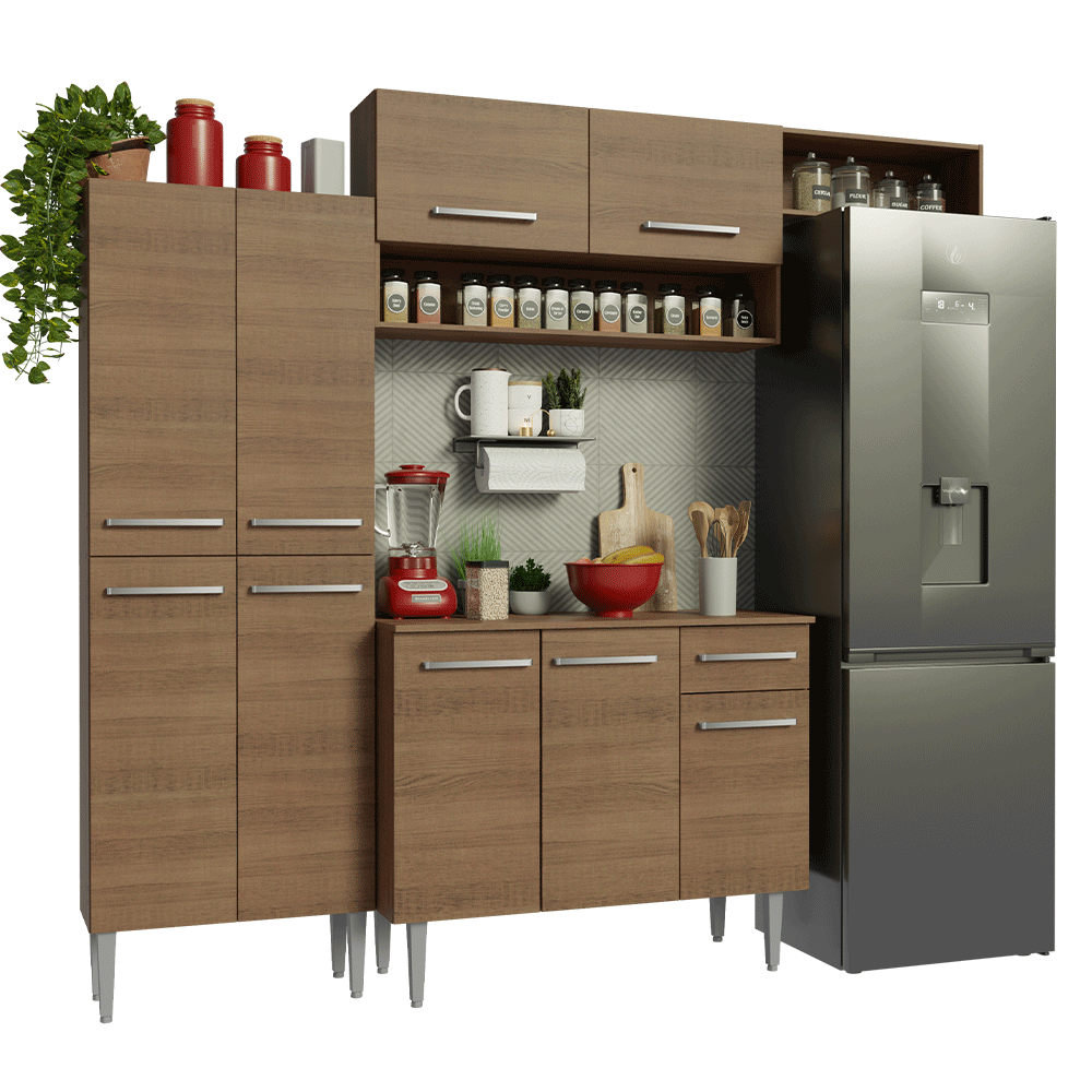 Combo completo de Cocina 229cm Marrón Emilly 18