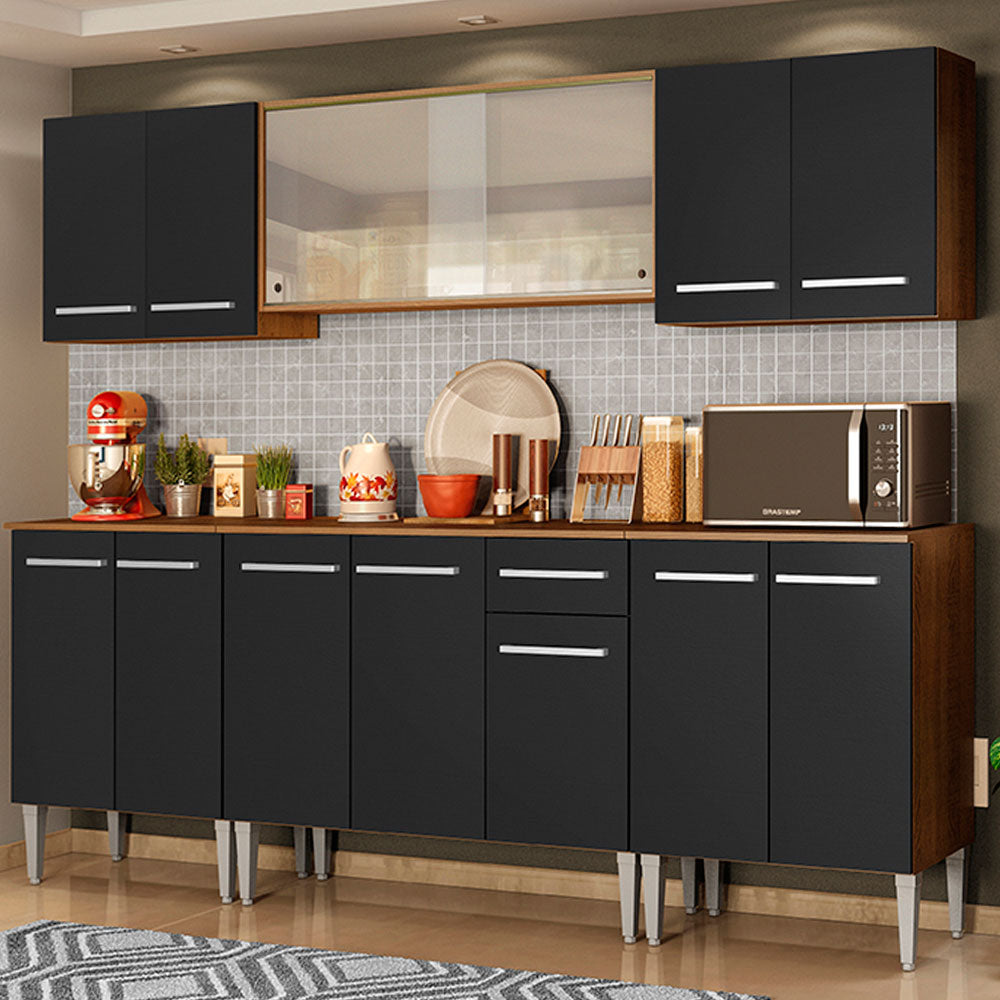 Combo completo de Cocina 233cm Marrón/Negro Emilly Wind Madesa 02