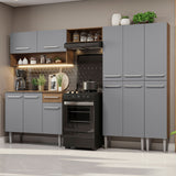 Combo completo de Cocina Madesa Emilly 261cm Marrón/Gris 02