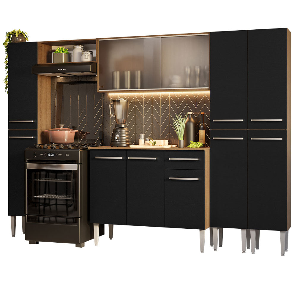 Combo completo de Cocina 261cm Marrón/Negro Emilly Madesa 06