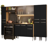 Combo completo de Cocina 261cm Marrón/Negro Emilly Madesa 06