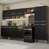 Combo completo de Cocina 293cm Marrón/Negro Emilly 01