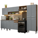 Combo completo de Cocina Madesa Emilly 2.90 Metros Marrón/Gris 01