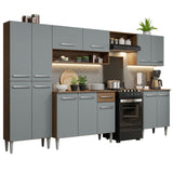 Combo completo de Cocina 293cm Marrón/Gris Emilly Madesa 02