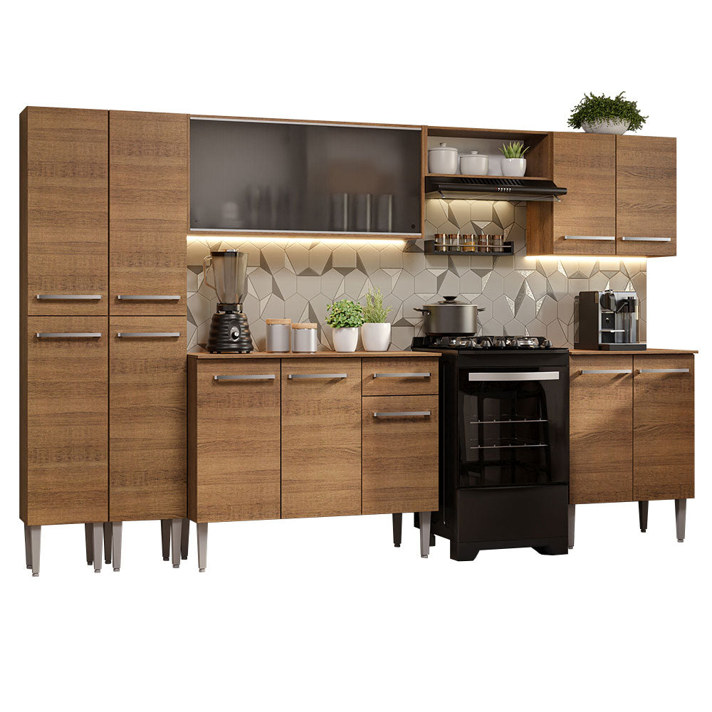 Combo completo de Cocina 293cm Marrón Emilly Madesa 04