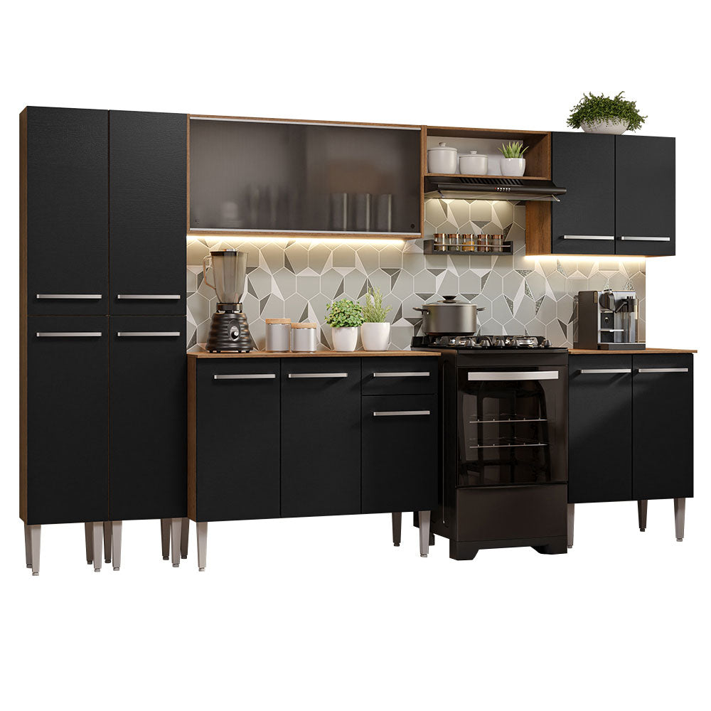 Combo completo de Cocina 293 cm Marrón/Negro Emilly Madesa 04