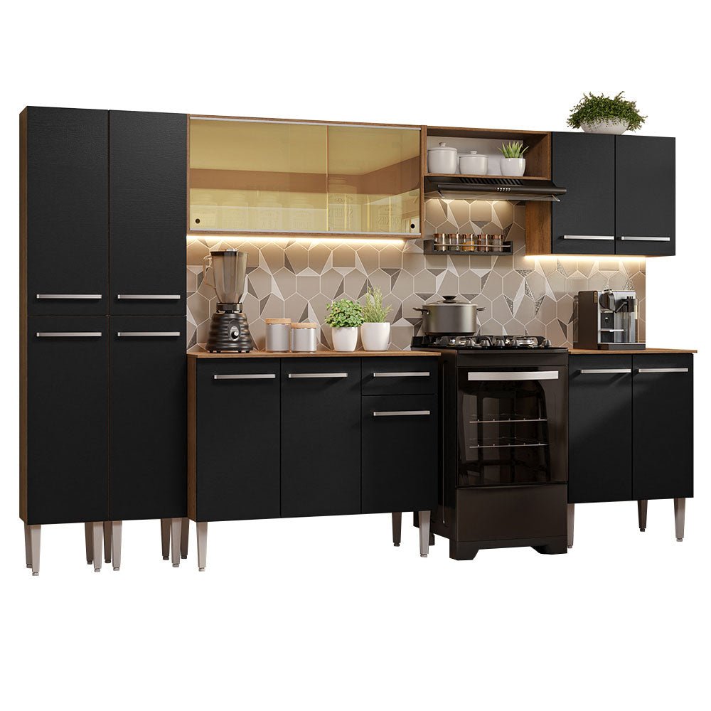 Combo completo de Cocina 293 cm Marrón/Negro Emilly Madesa 05