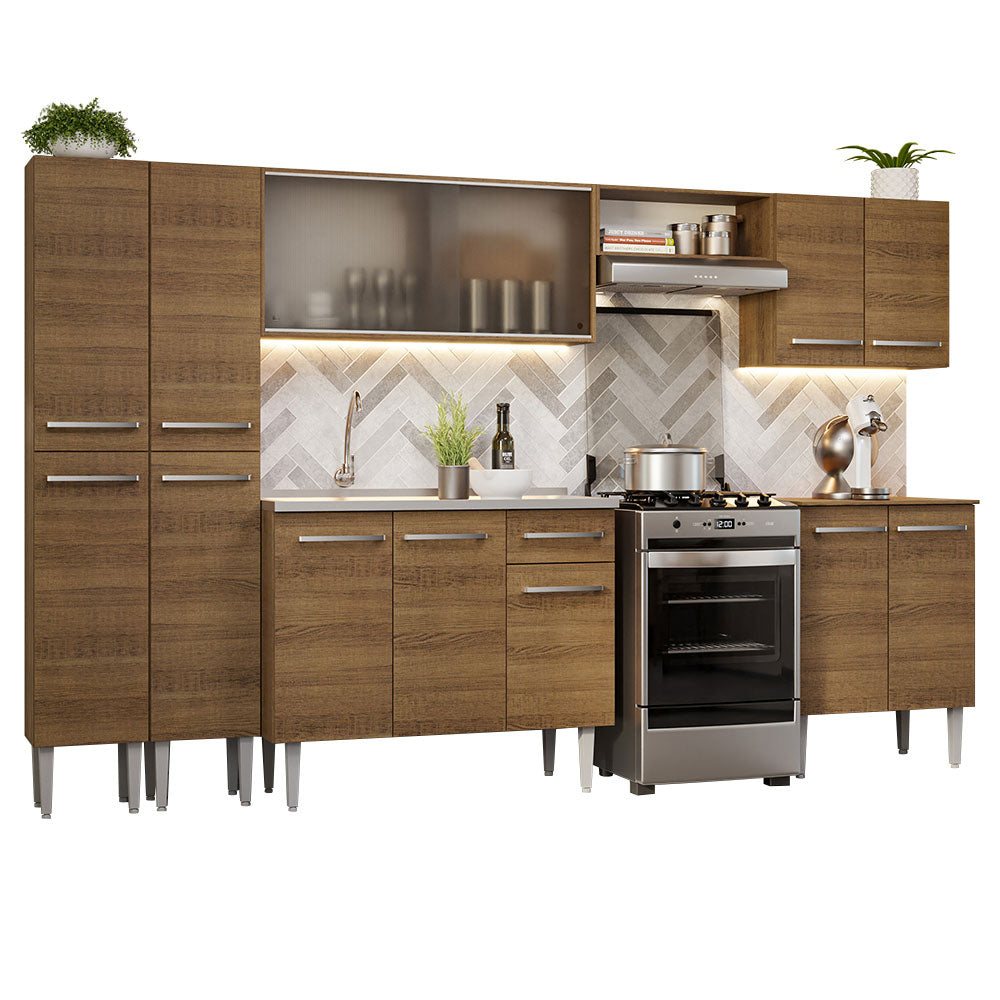 Combo completo de Cocina Madesa Emilly 2.93 m con Bacha Marrón 06