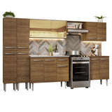 Combo completo de Cocina Madesa Emilly 2.93 m con Bacha Marrón 07