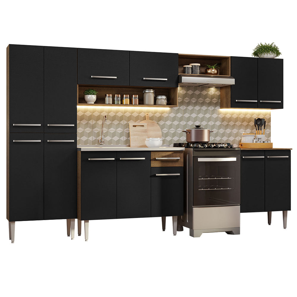 Combo completo de Cocina 293cm Con Bacha de acero inoxidable Emilly Madesa 08