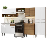 Combo completo de Cocina 293 cm con Bacha de acero, Marrón/Blanco, Emilly 09