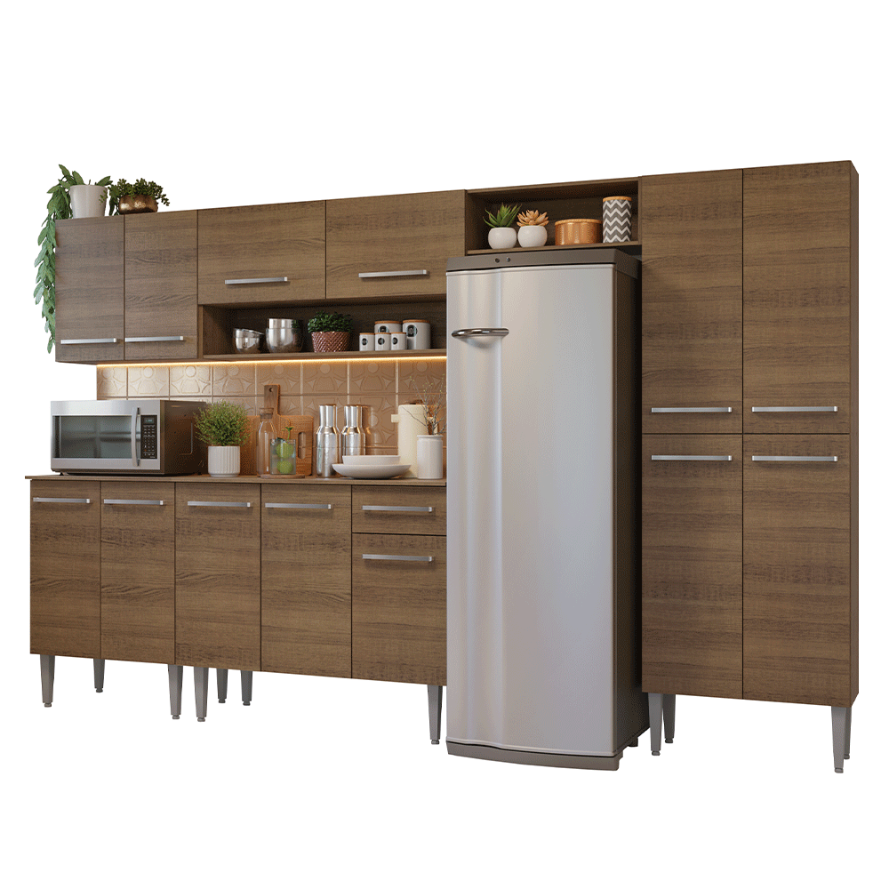 Cocina Compacta 293 cm Emilly Marrón 011