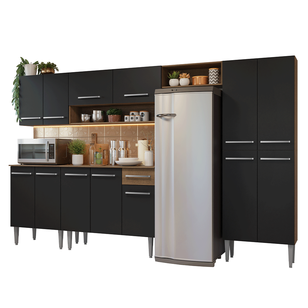 Cocina Compacta 293 cm Emilly Marrón/Negro 011