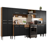 Combo Completo de Cocina 325 cm Negro/Marrón Emilly Joy Madesa