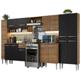 Combo completo de Cocina 325cm Emilly Madesa 02 - Marrón/Negro