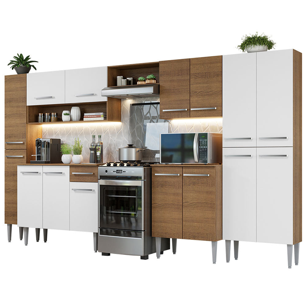 Combo completo de Cocina 325cm Marrón/Blanco Emilly Madesa 02